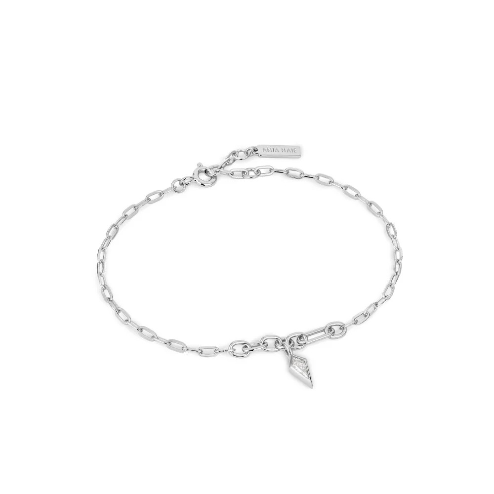ANIA HAIE Silver Sparkle Drop Pendant Chunky Chain Bracelet