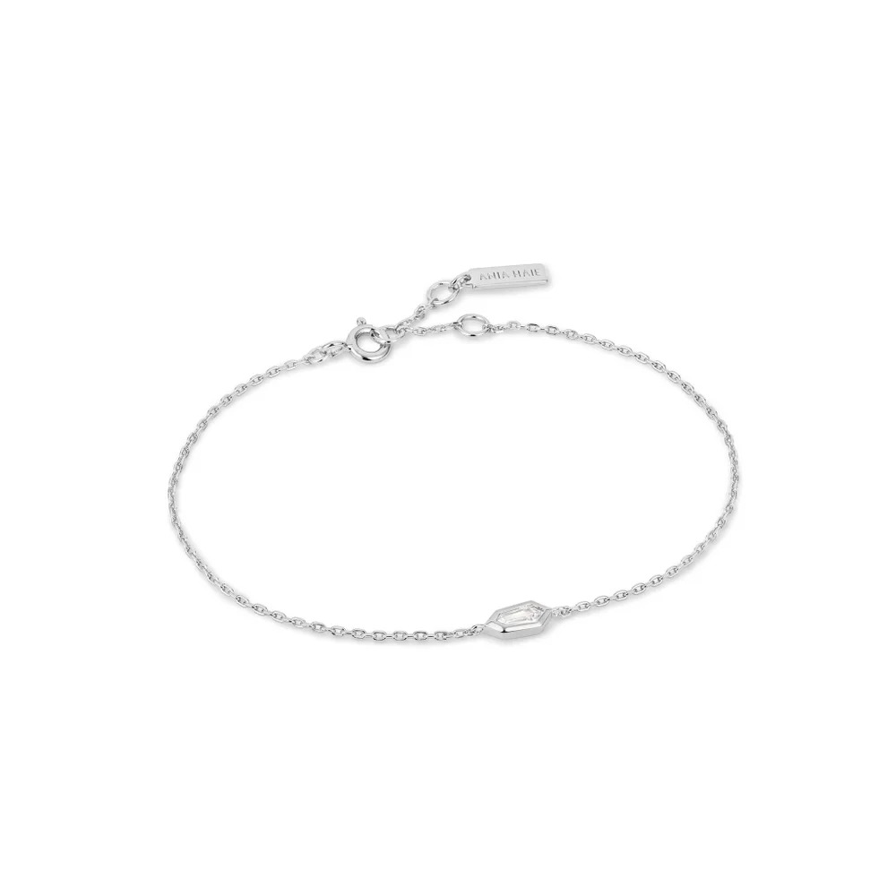 ANIA HAIE Silver Sparkle Emblem Chain Bracelet