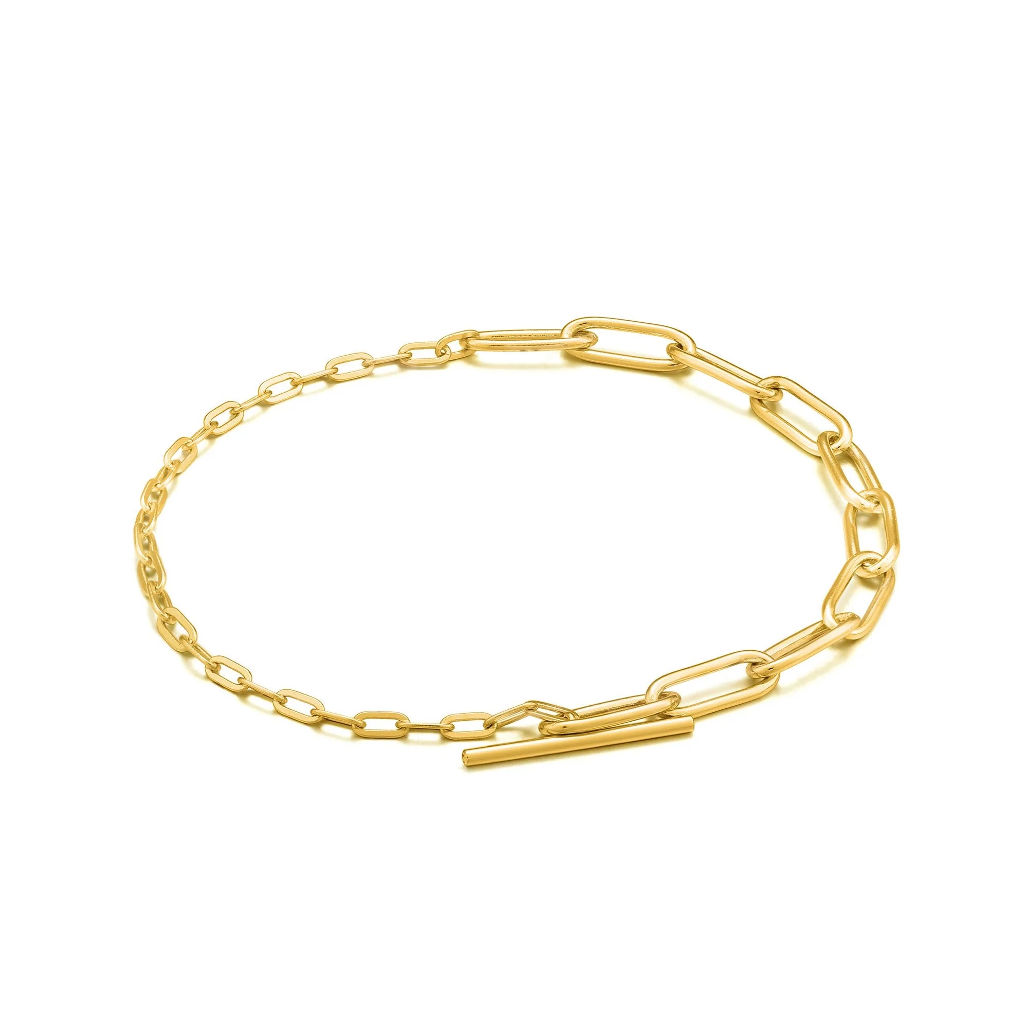 ANIA HAIE Mixed Link T-bar Bracelet, Gold-Plated