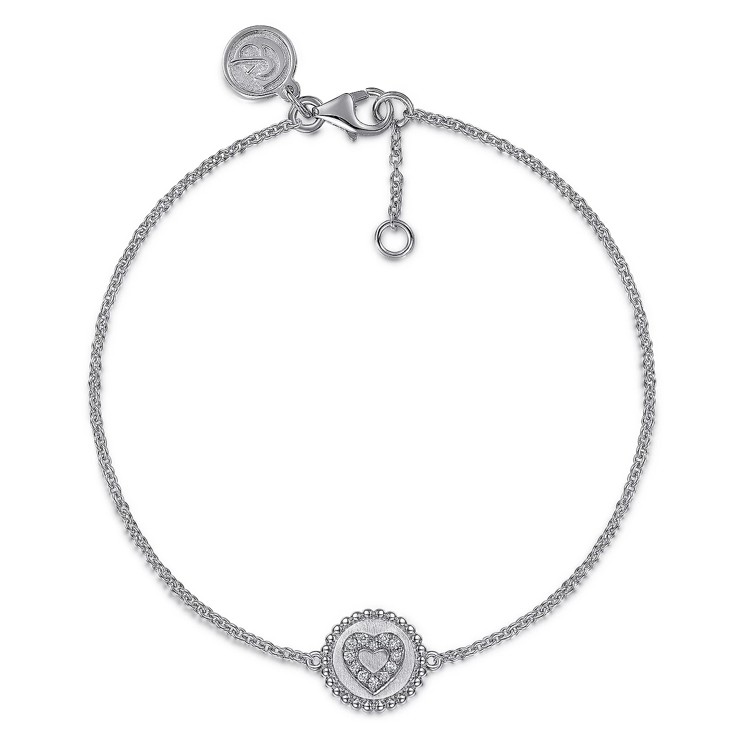 Sterling Silver Diamond Heart Bracelet