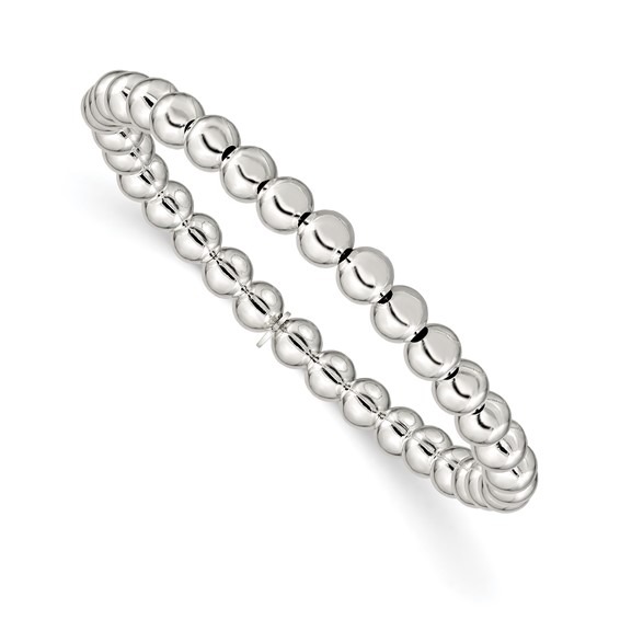 Sterling Silver Polished Bead Stretch Bracelet