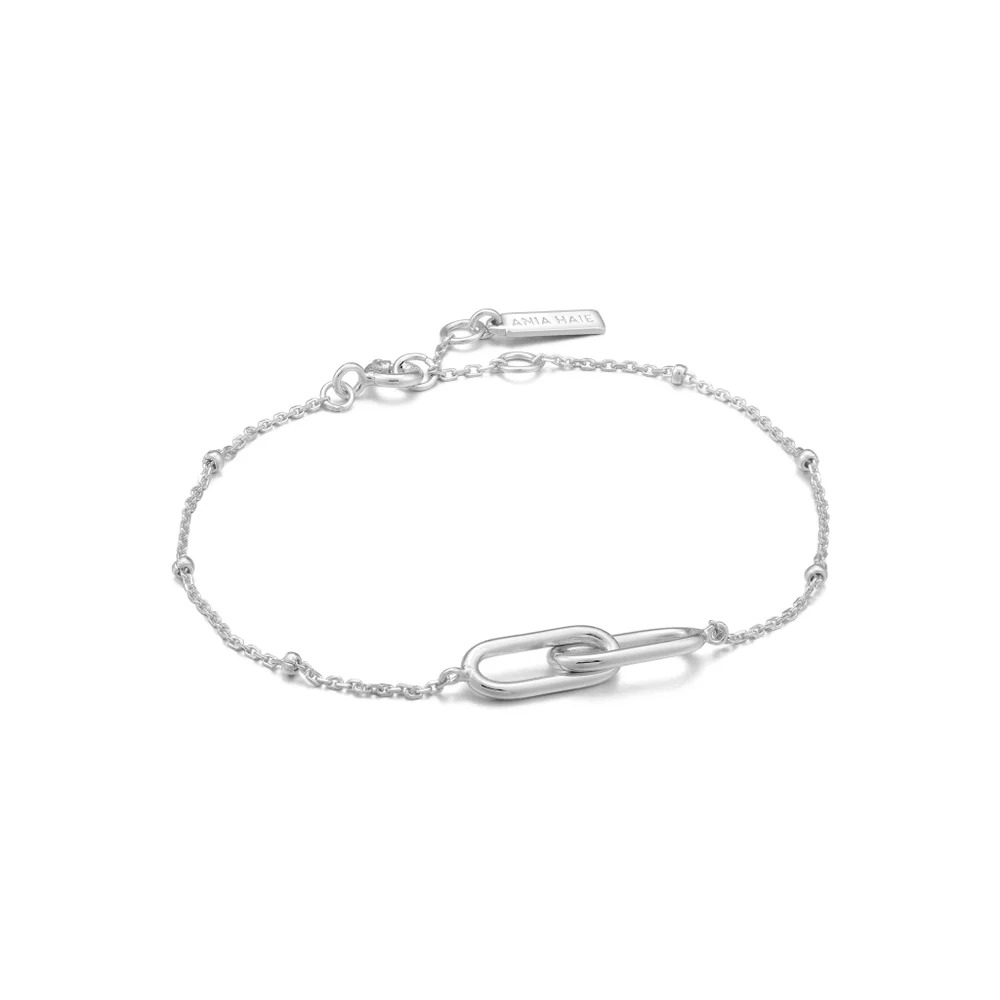 ANIA HAIE Silver Beaded Chain Link Bracelet
