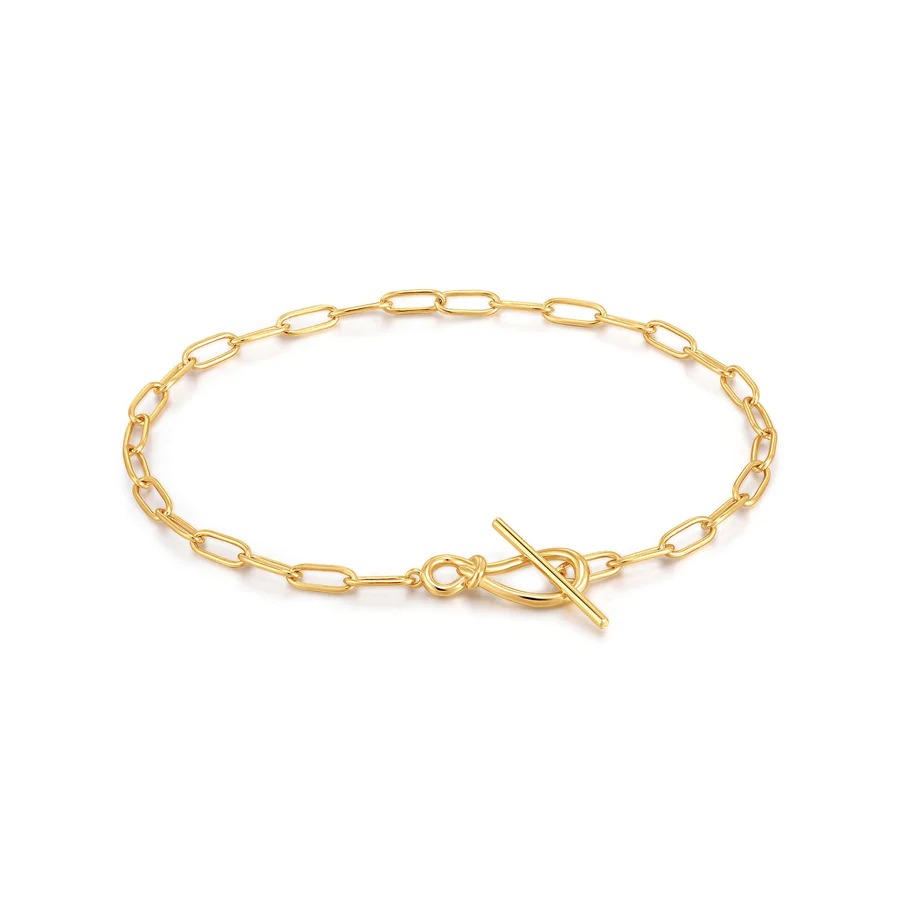 ANIA HAIE Knot T Bar Chain Bracelet, Gold-Plated