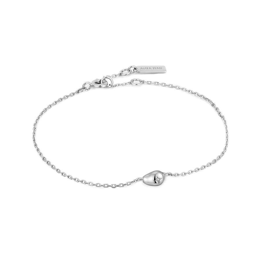 ANIA HAIE Silver Pebble Sparkle Chain Bracelet