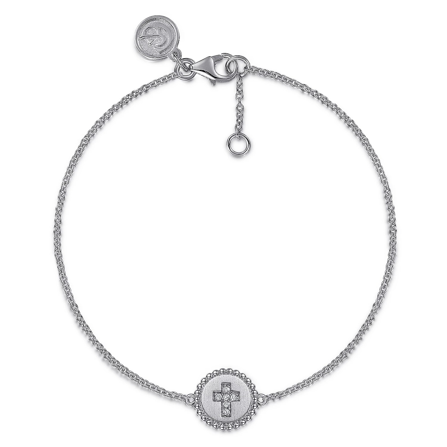 Sterling Silver Diamond Cross Bracelet