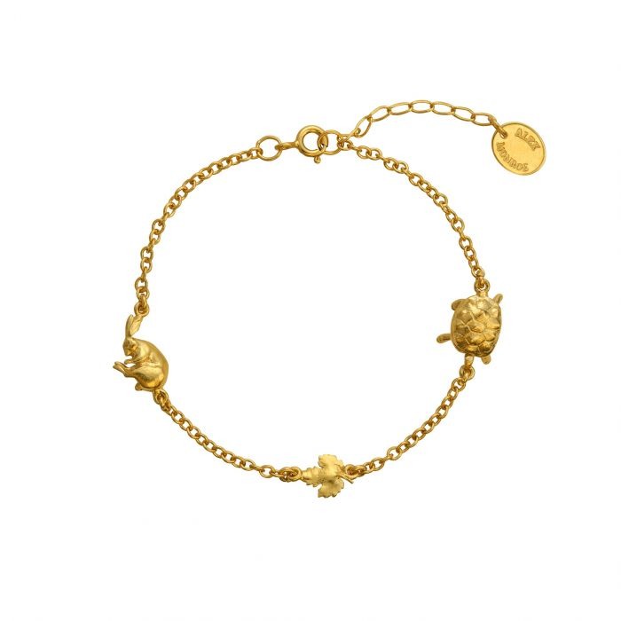 Alex Monroe Tortoise & the Hare In-Line Bracelet l Gold-plated