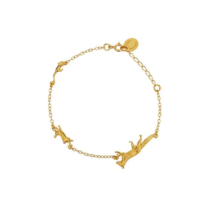 Alex Monroe Fox, Rabbit & Mouse Chase Bracelet l Gold-plated