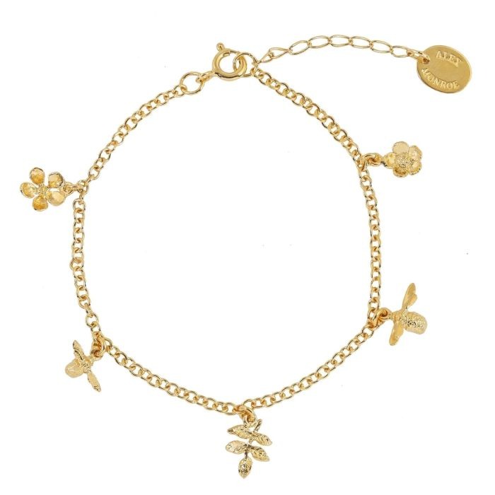 Alex Monroe Garden Gathering Charm Bracelet l Gold-plated