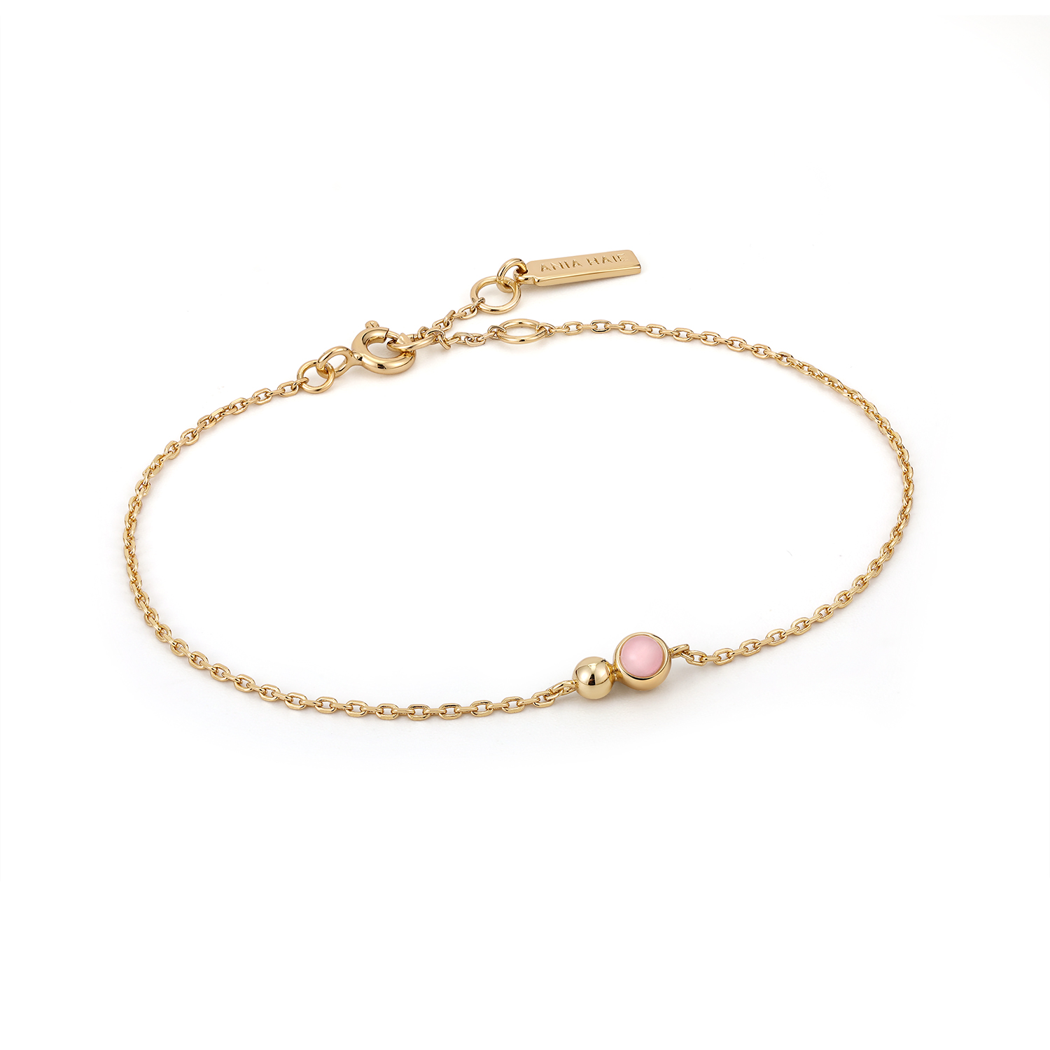 ANIA HAIE Orb Rose Quartz Chain Bracelet, Gold-plate