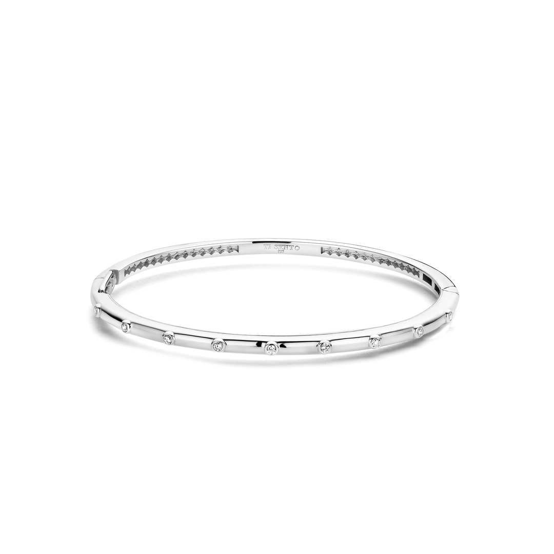 Silver Cubic Zirconia Bangle Bracelet l TI SENTO Bracelet 23031ZI