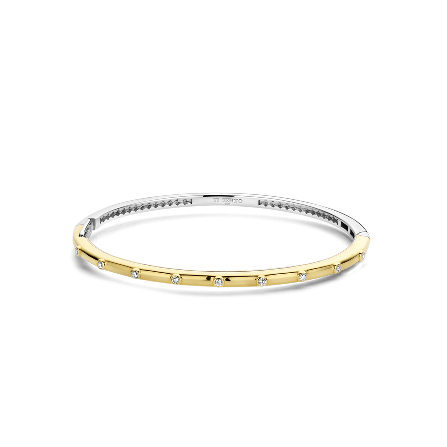 Silver Gold-Plated Cubic Zirconia Bangle Bracelet l TI SENTO Bracelet 23031ZY