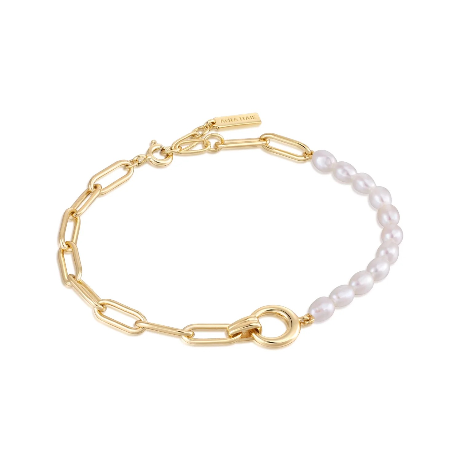 ANIA HAIE Pearl Chunky Link Chain Bracelet, Gold-plated