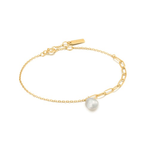 Silver Gold-plate Pearl Chunky Bracelet l ANIA HAIE