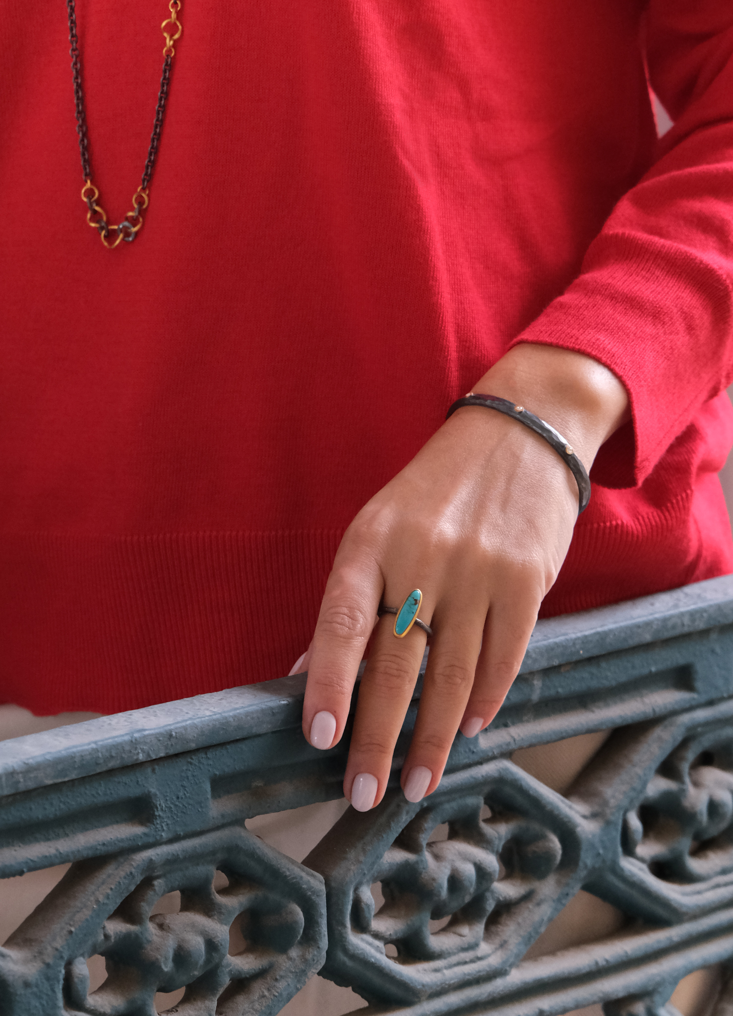 Yellow Gold and Oxidized Silver Diamond Cuff Bracelet l LIKA BEHAR