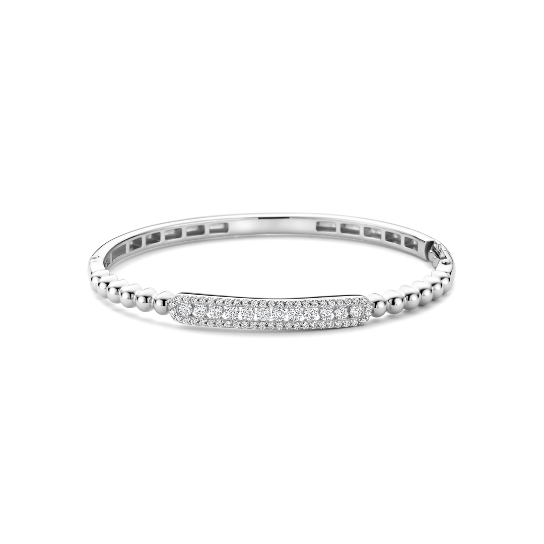 TI SENTO 23044ZI Sterling Silver Zirconia Bangle Bracelet l 7 inches