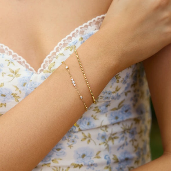 ANIA HAIE Sparkling Bezel Cubic Zirconia Station Bracelet, Gold-plate