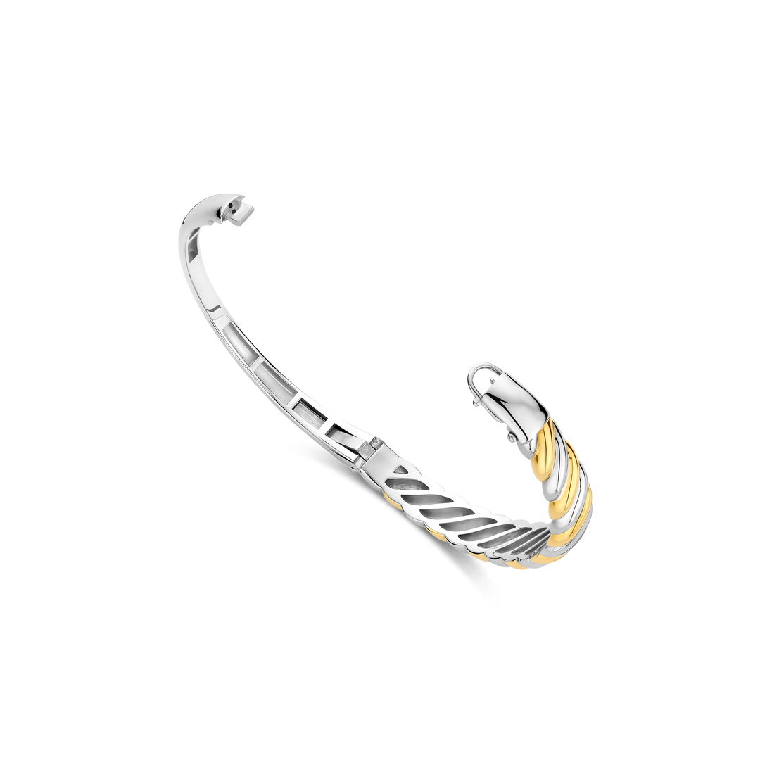 TI SENTO 23078SY Silver and Gold-plate Bangle Bracelet l 7/2 inches
