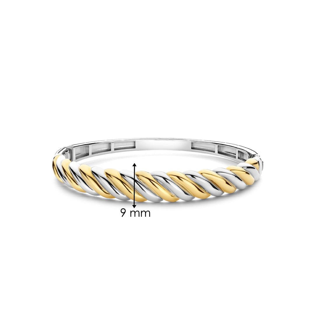 TI SENTO 23078SY Silver and Gold-plate Bangle Bracelet l 7/2 inches