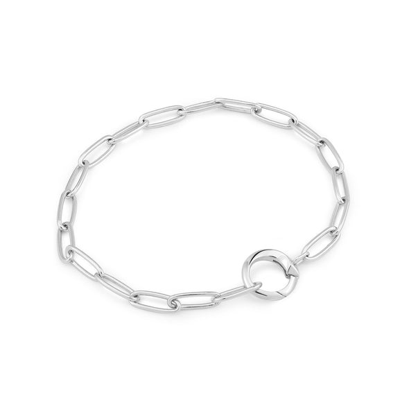 ANIA HAIE Silver Link Charm Chain Connector Bracelet l 7 1/4 inches
