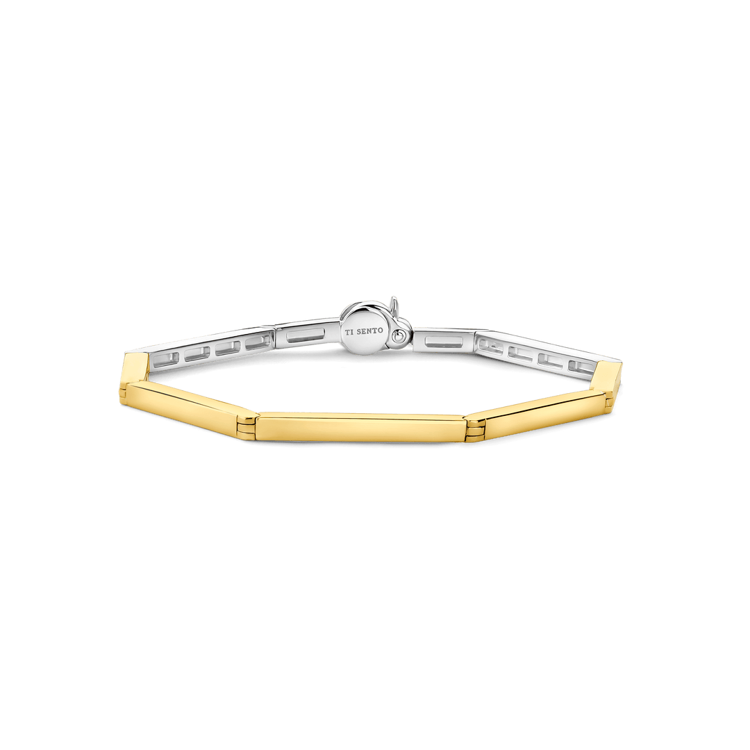 TI SENTO Sterling Silver, Gold-plate Link Bangle Bracelet l 7 inches