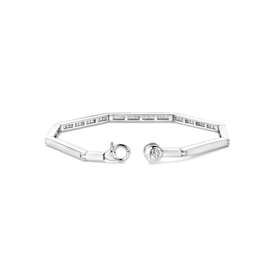 TI SENTO Sterling Silver with Zirconia Link Bangle Bracelet l 7 inches