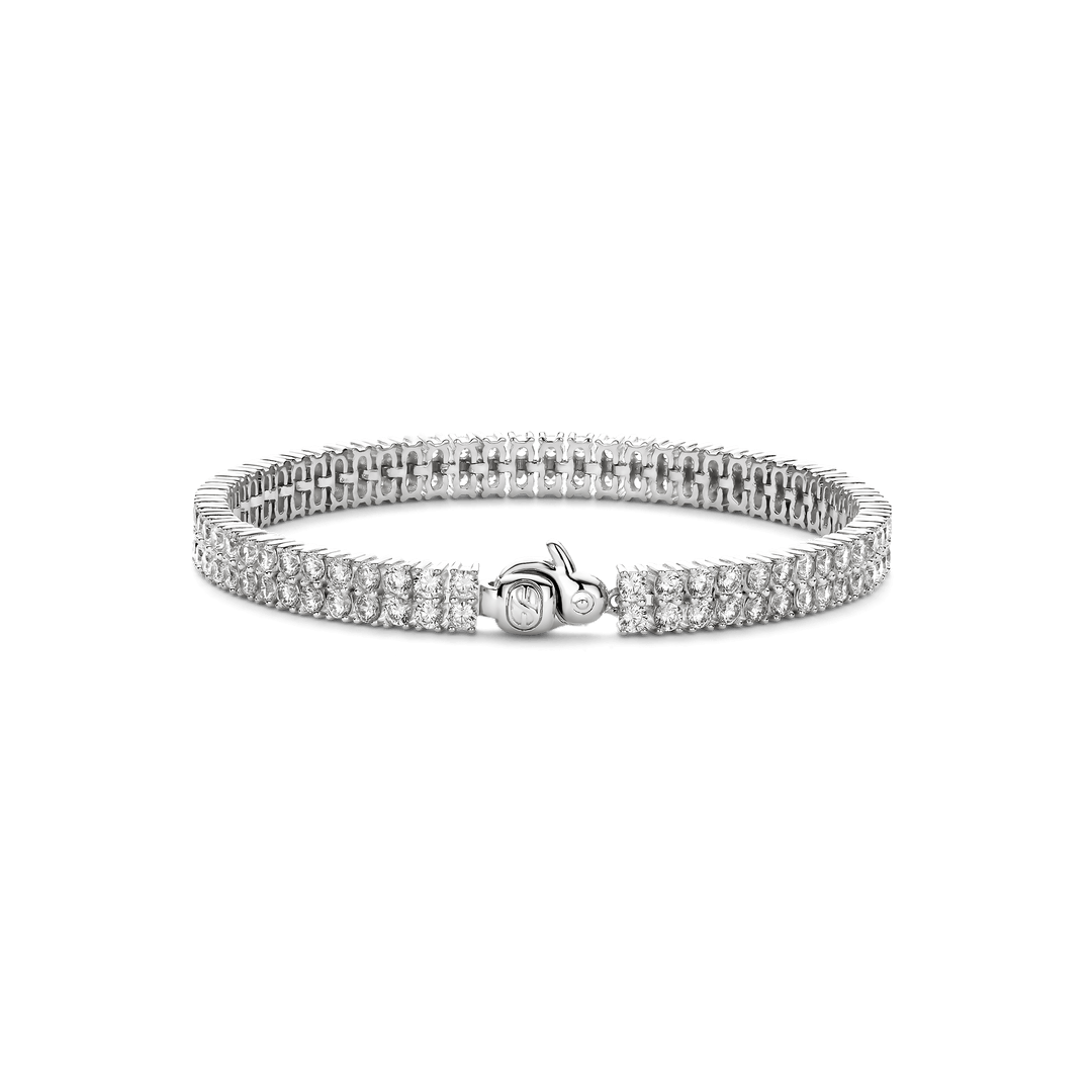 TI SENTO 23067ZI Sterling Silver Zirconium Double Row Bracelet l 7 inches