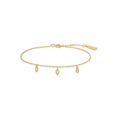ANIA HAIE Sterling Silver, Gold-plate Zirconia Triple Station Bracelet l 7 1/4 inches