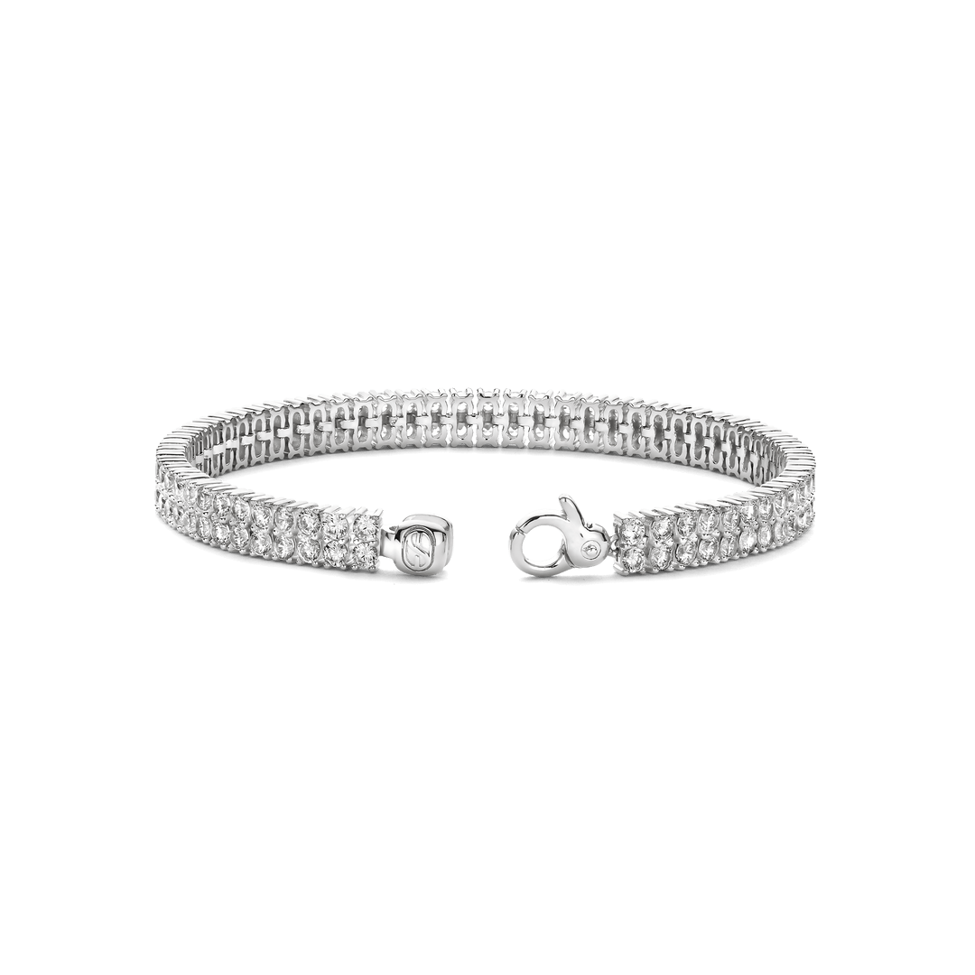 TI SENTO 23067ZI Sterling Silver Zirconium Double Row Bracelet l 7 inches