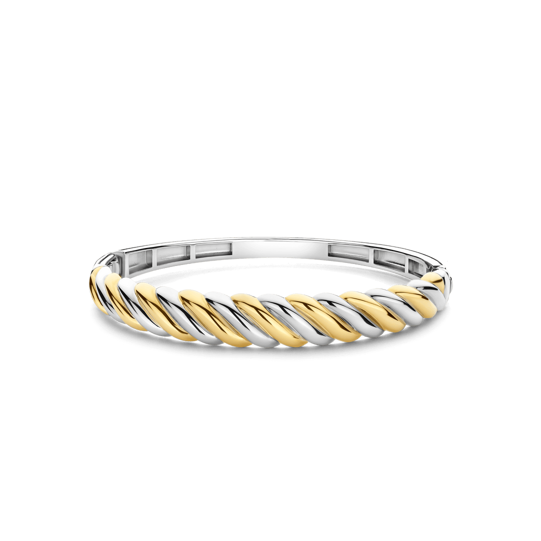 TI SENTO Silver and Gold-plate Bangle Bracelet l 7 inches