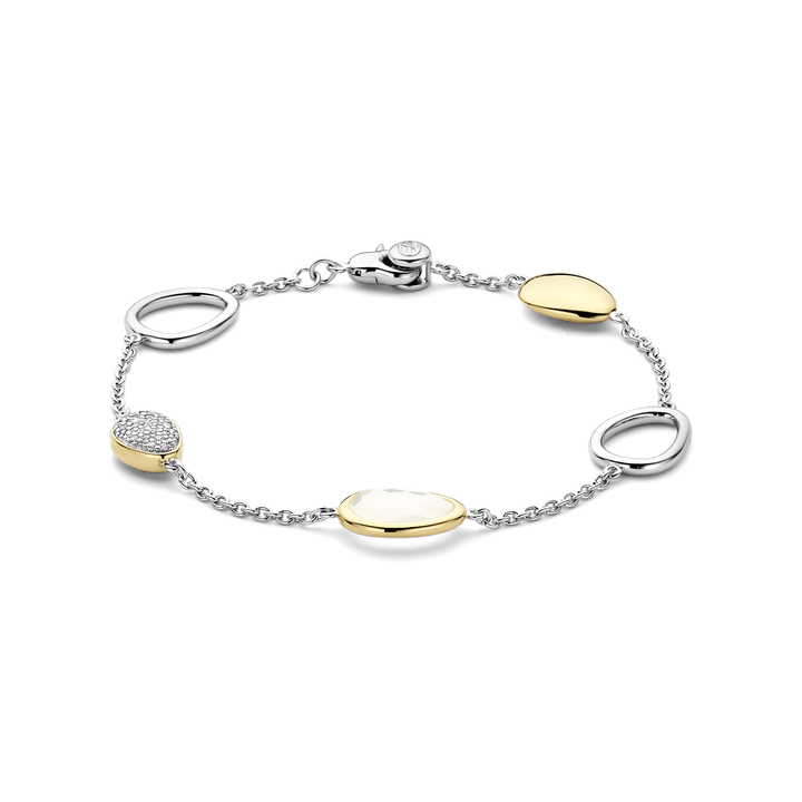 TI SENTO 23083MW Sterling Silver, Gold-plate with Mother of Pearl and Zirconia Bracelet