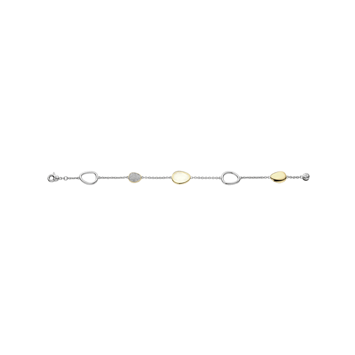 TI SENTO 23083MW Sterling Silver, Gold-plate with Mother of Pearl and Zirconia Bracelet