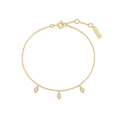ANIA HAIE Sterling Silver, Gold-plate Zirconia Triple Station Bracelet l 7 1/4 inches