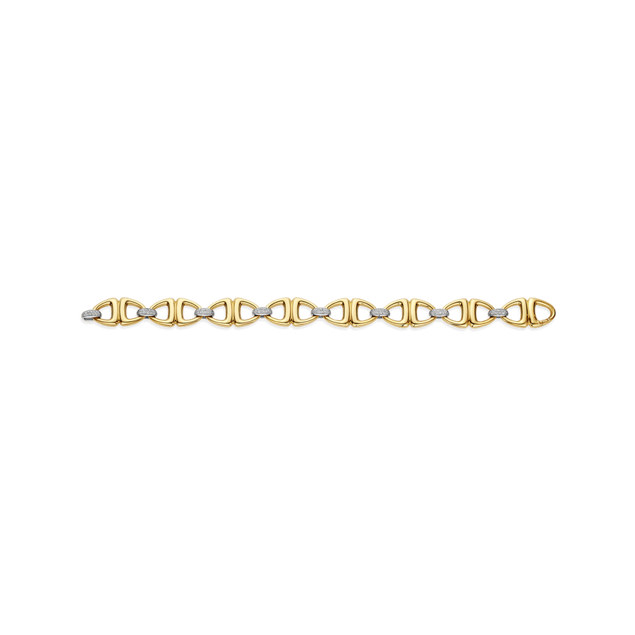 TI SENTO Sterling Silver, Gold-plate and Zirconia Link Bracelet l 6 9/10 inches