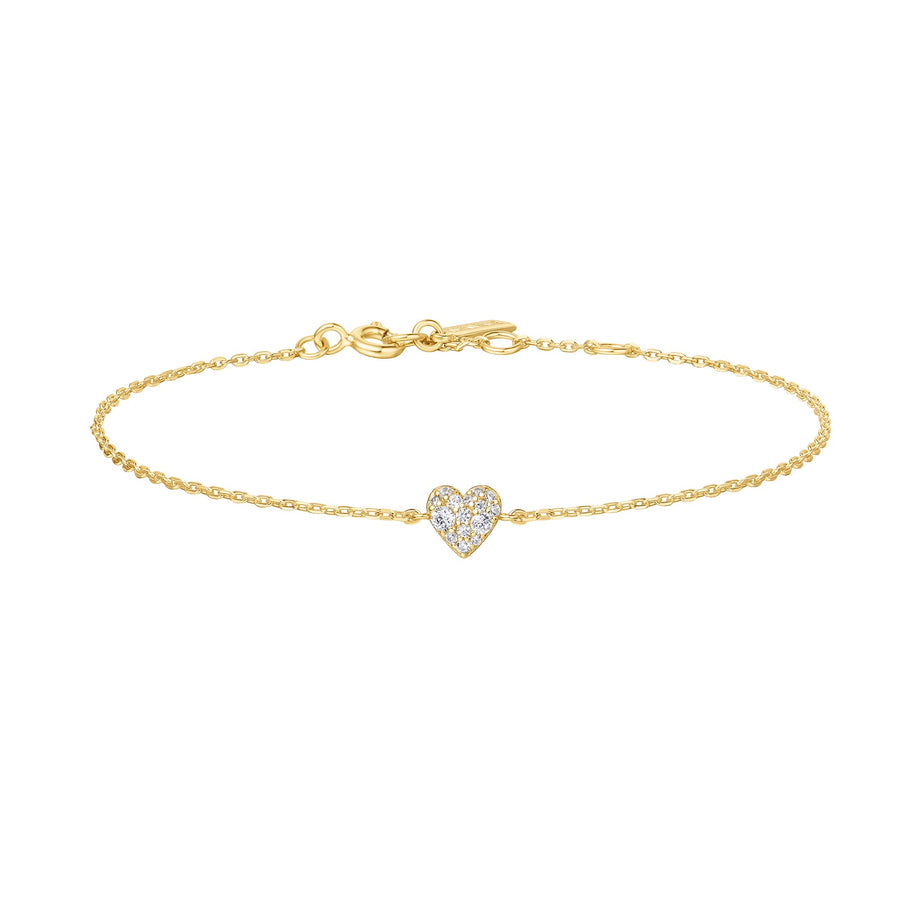 ANIA HAIE Sterling Silver, Gold-plate Sweetheart Pave Bracelet l 7 1/4 inches