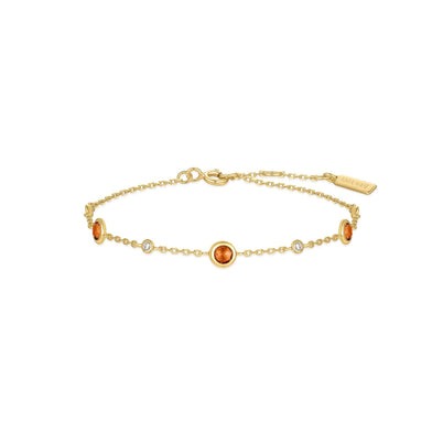 ANIA HAIE Sterling Silver, Gold-plate Nano Gem Station Bracelet l 7 1/4 inches