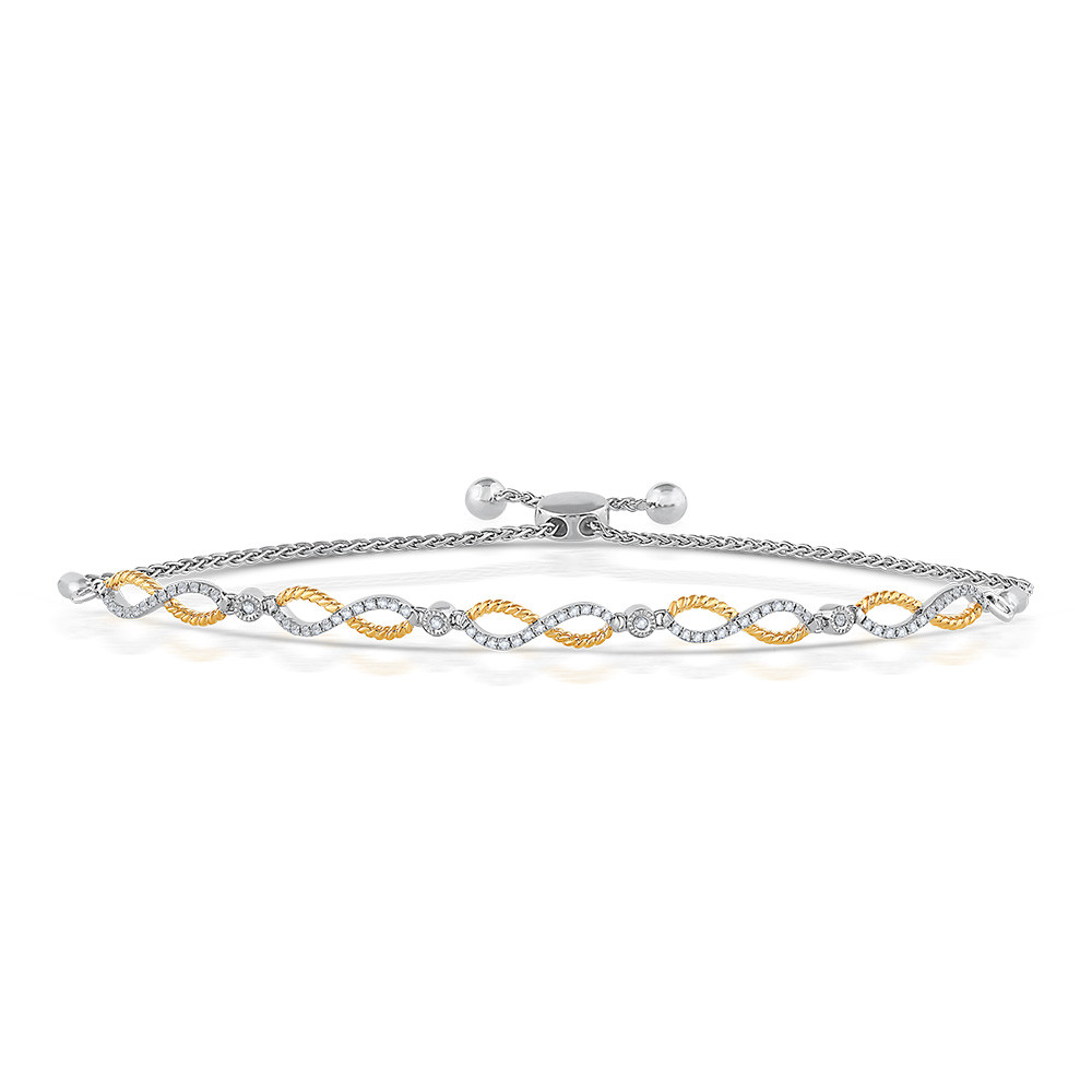Sterling Silver 1/4ctw Diamond Infinity Bolo Bracelet