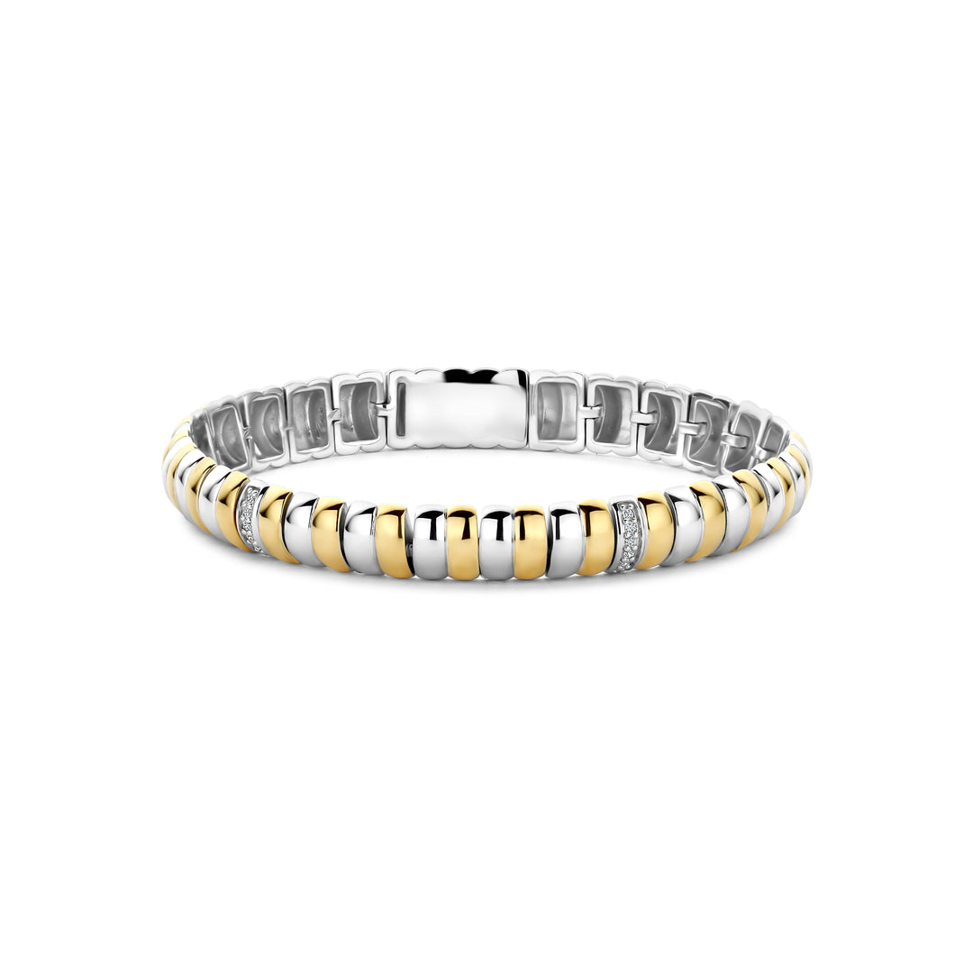 TI SENTO Sterling Silver, Gold-Plate Zirconia Bracelet l Medium