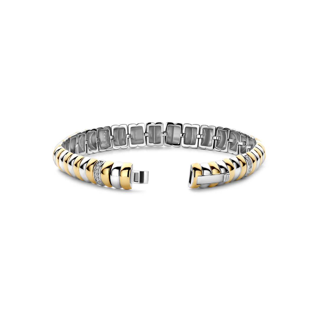 TI SENTO Sterling Silver, Gold-Plate Zirconia Bracelet l Medium
