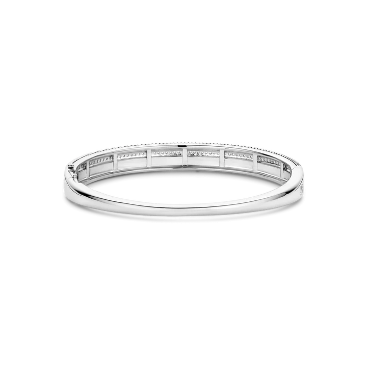 TI SENTO Sterling Silver Zirconia Structure Bangle Silver l 7 1/4 inches