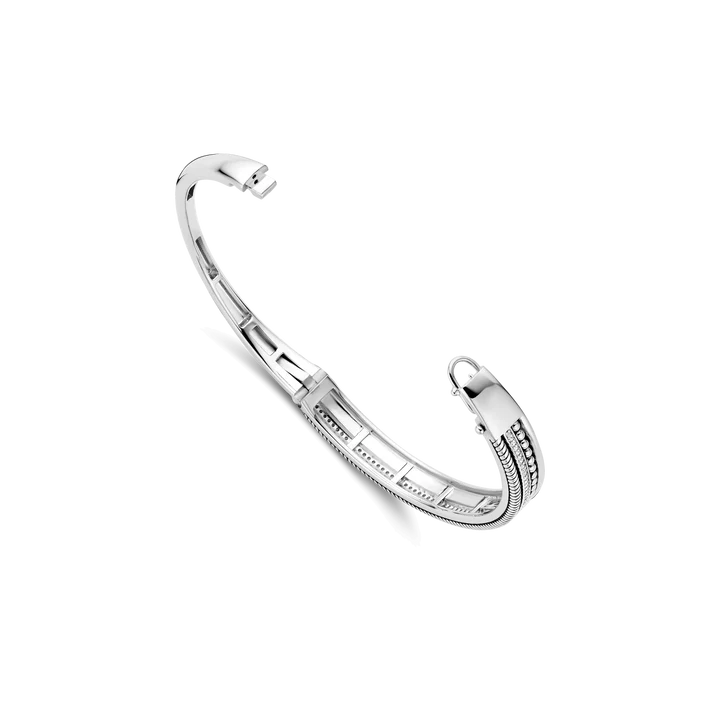 TI SENTO Sterling Silver Zirconia Structure Bangle Silver l 7 1/4 inches