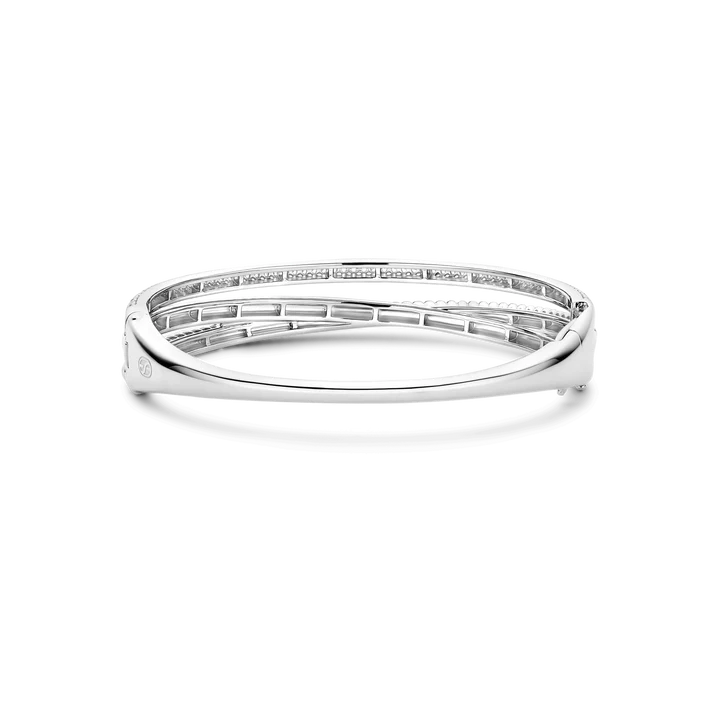 TI SENTO Sterling Silver Zirconia Structures Bangle Bracelet l 7 1/4 inches