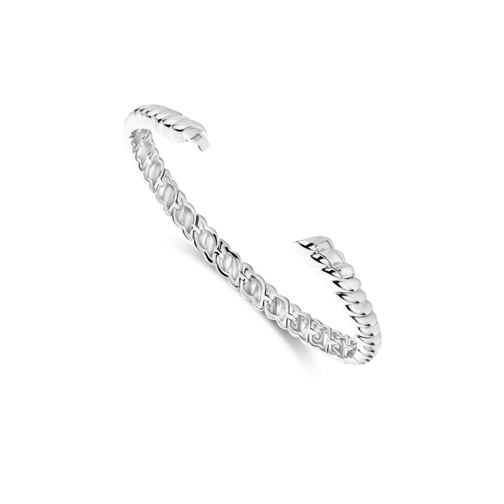 TI SENTO Sterling Silver Ribbed Bangle Bracelet l 7 1/4 inches