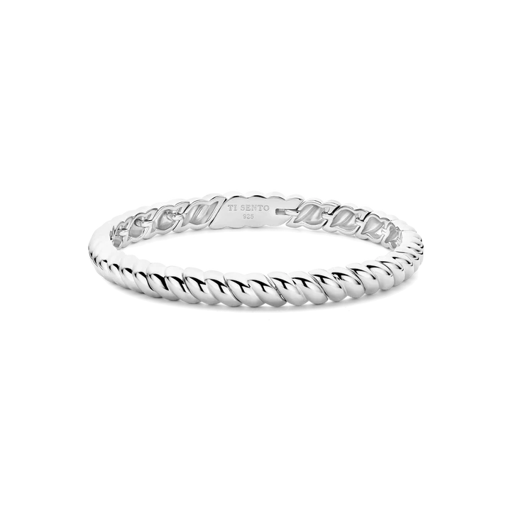 TI SENTO Sterling Silver Ribbed Bangle Bracelet l 7 1/4 inches