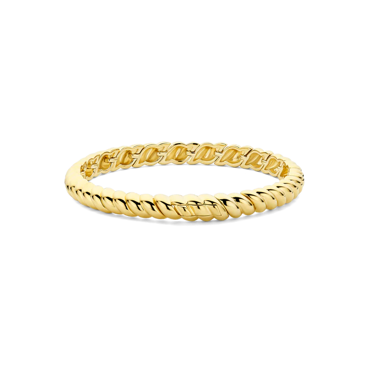 TI SENTO 18K Gold Vermeil and Sterling Silver Ribbed Bangle Bracelet l 7 1/4 inches
