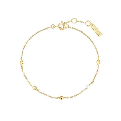 ANIA HAIE Sterling Silver, Gold-plate Rhombus Station Bracelet l 7 1/4 inches
