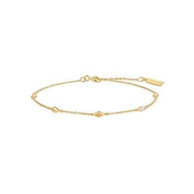 ANIA HAIE Sterling Silver, Gold-plate Rhombus Station Bracelet l 7 1/4 inches