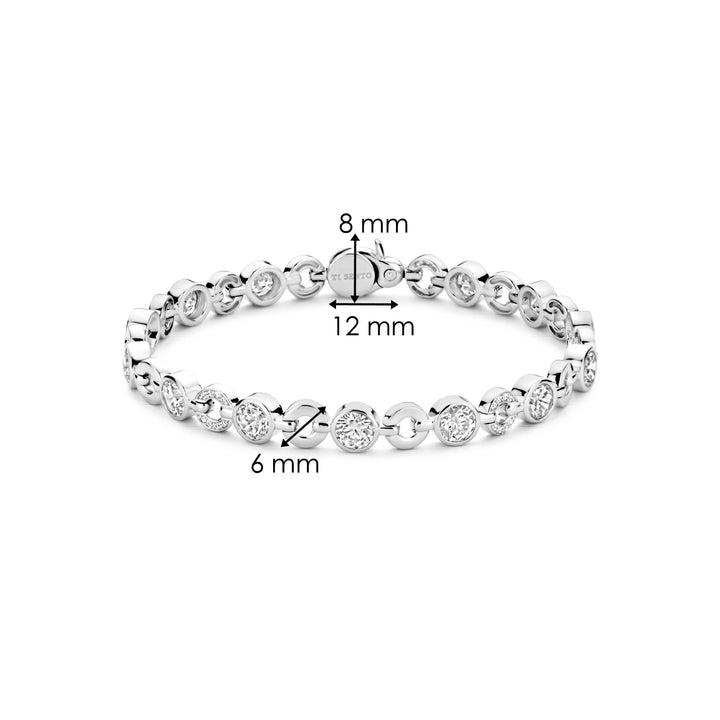 TI SENTO Sterling Silver Bezel-Set Zirconia and Circle Link Bracelet l 7 inches