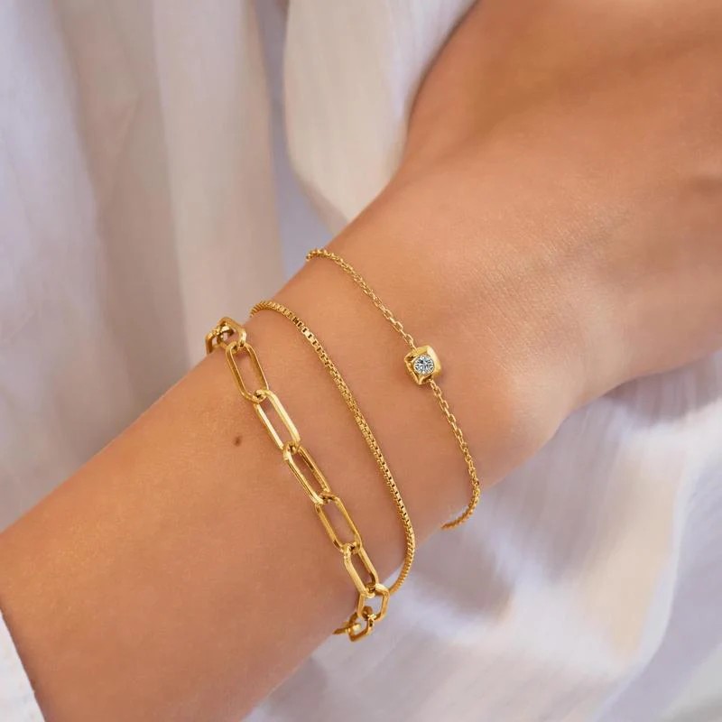 ANIA HAIE Sterling Silver, Gold-plate Modern Bezel-Set Solitaire Bracelet