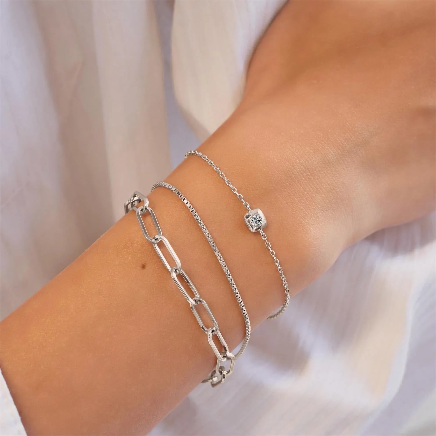ANIA HAIE Sterling Silver,  Modern Bezel-Set Solitaire Bracelet