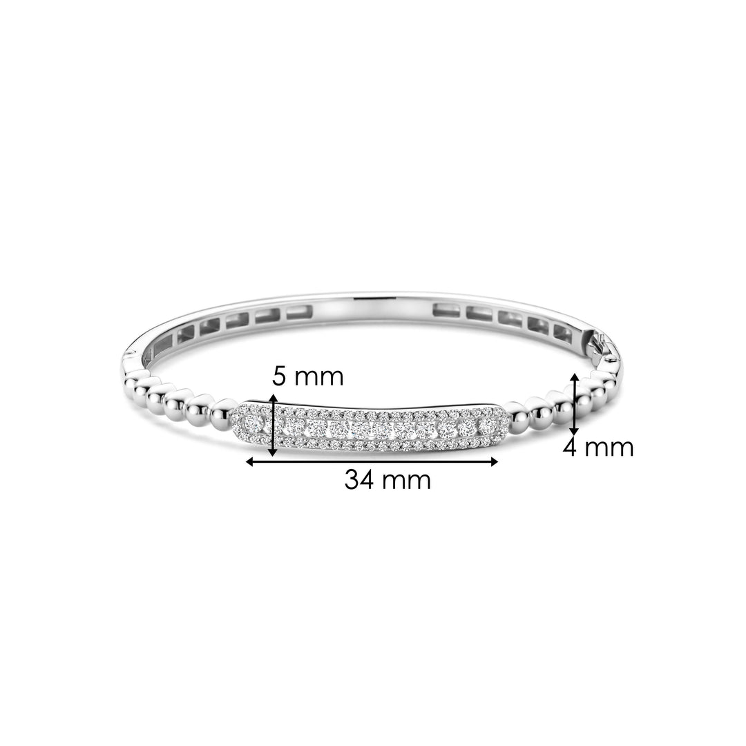 TI SENTO 23044ZI Sterling Silver Zirconia Bangle Bracelet l 7.5-7.75